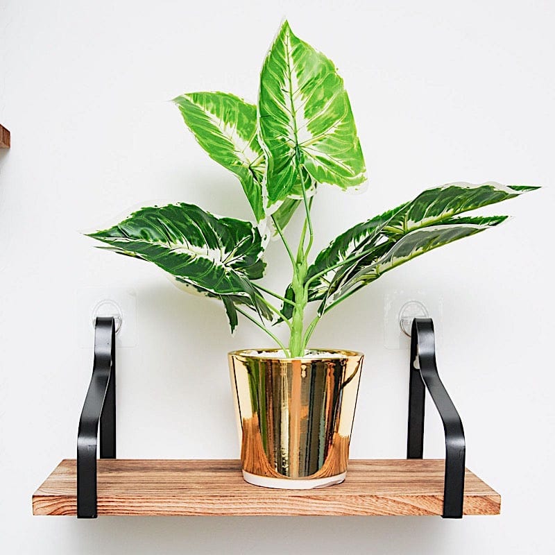 3 pcs Rectangular Metal with Wood Floating Shelves - Natural WOD_HOPSHLF_FLO01_DKBN