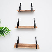3 pcs Rectangular Metal with Wood Floating Shelves - Natural WOD_HOPSHLF_FLO01_DKBN