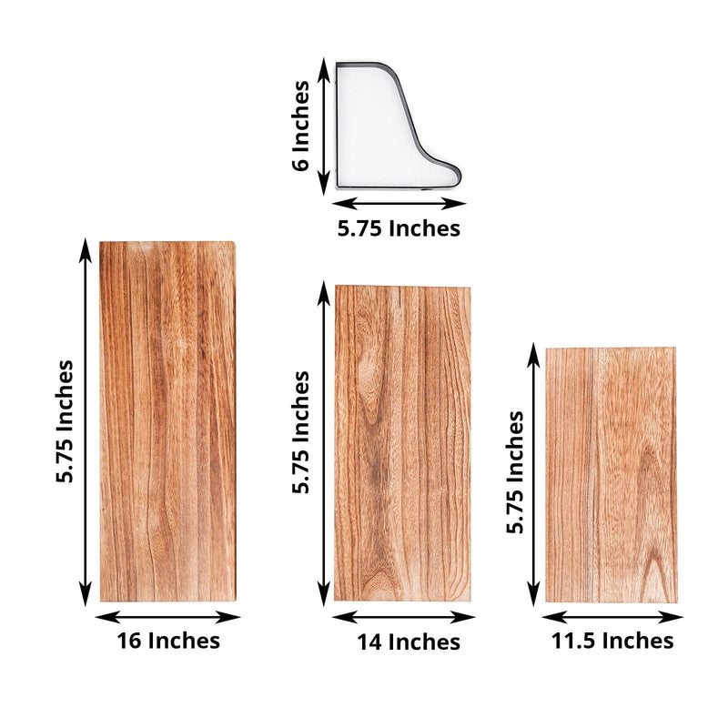 3 pcs Rectangular Metal with Wood Floating Shelves - Natural WOD_HOPSHLF_FLO01_DKBN