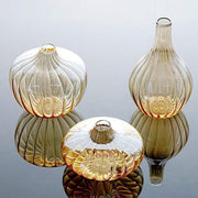 3 pcs Round Ribbed Glass Flower Vases Centerpieces - Gold VASE_RND_001_SET_GOLD