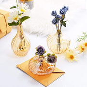 3 pcs Round Ribbed Glass Flower Vases Centerpieces - Gold VASE_RND_001_SET_GOLD