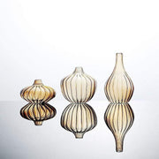 3 pcs Round Ribbed Glass Flower Vases Centerpieces - Gold VASE_RND_001_SET_GOLD