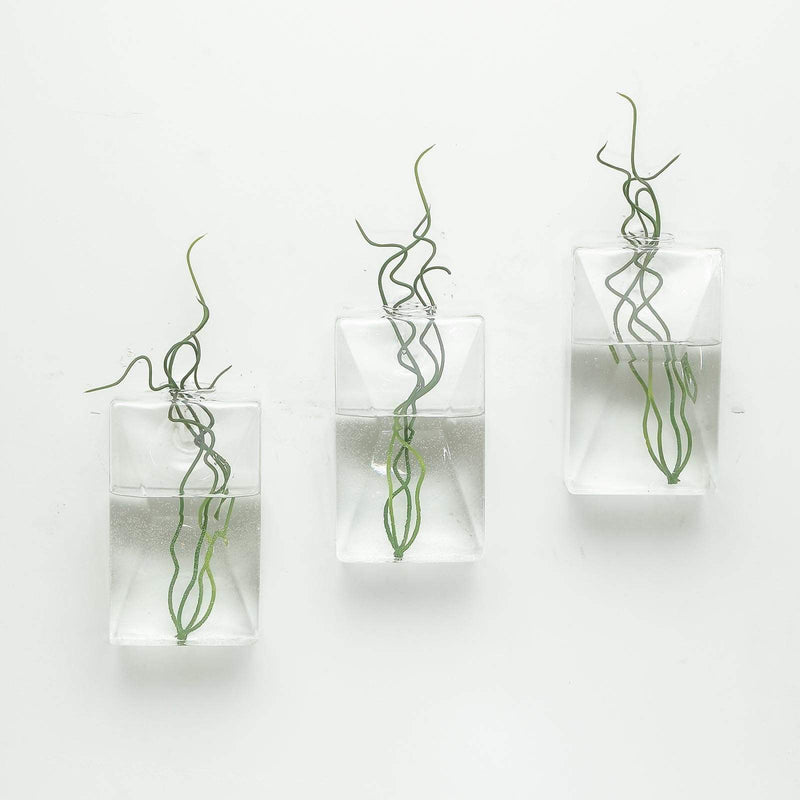 3 pcs Trapezoid Glass Wall Terrariums Vases - Clear GLAS_VASE003_TPZ_CLR