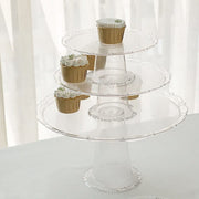 3 Plastic Stackable Dessert Pedestals Round Cupcake Display Stands Set - Clear CAKE_PLST_R006_SET_CLR