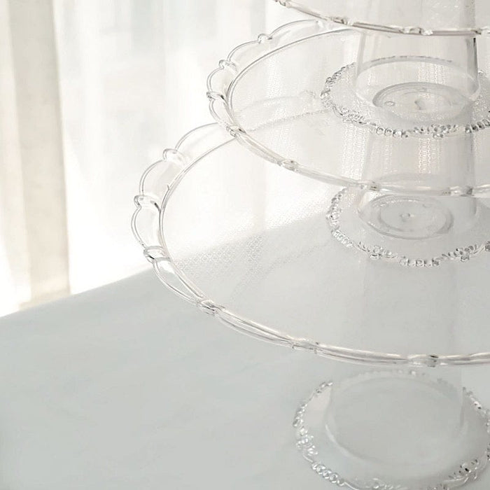 3 Plastic Stackable Dessert Pedestals Round Cupcake Display Stands Set - Clear CAKE_PLST_R006_SET_CLR