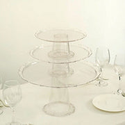 3 Plastic Stackable Dessert Pedestals Round Cupcake Display Stands Set - Clear CAKE_PLST_R006_SET_CLR