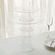 3 Plastic Stackable Dessert Pedestals Round Cupcake Display Stands Set - Clear CAKE_PLST_R006_SET_CLR