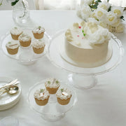 3 Plastic Stackable Dessert Pedestals Round Cupcake Display Stands Set - Clear CAKE_PLST_R006_SET_CLR