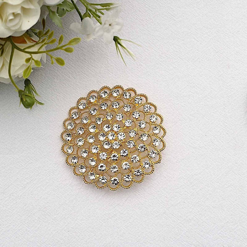 3" Rhinestone Metal Flower Buckle Chair Decorations