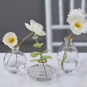 3 Small Glass Flower Vases Centerpieces with Metallic Gold Rim - Clear VASE_RND_006_SET_CLGD