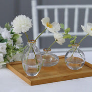 3 Small Glass Flower Vases Centerpieces with Metallic Gold Rim - Clear VASE_RND_006_SET_CLGD
