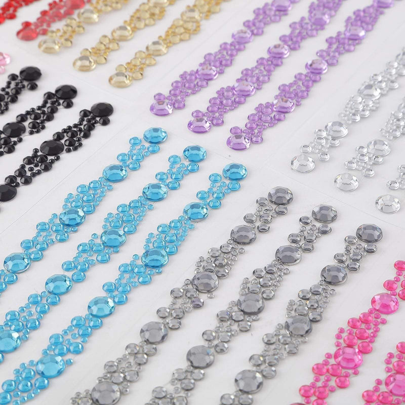 3 strips Stick on Diamond Stickers Self-Adhesive Gems