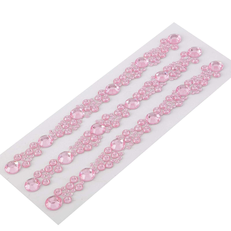 3 strips Stick on Diamond Stickers Self-Adhesive Gems DIA_RST04_PINK