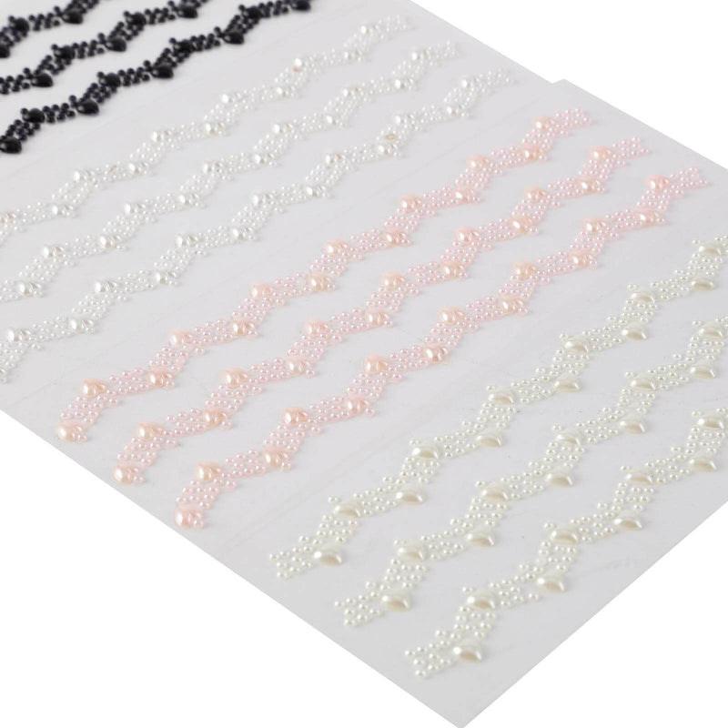 3 strips Stick on Heart Pearl Trims Self-Adhesive Gems