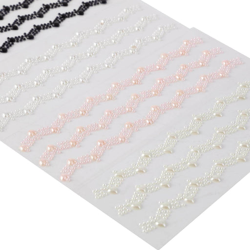 3 strips Stick on Heart Pearl Trims Self-Adhesive Gems