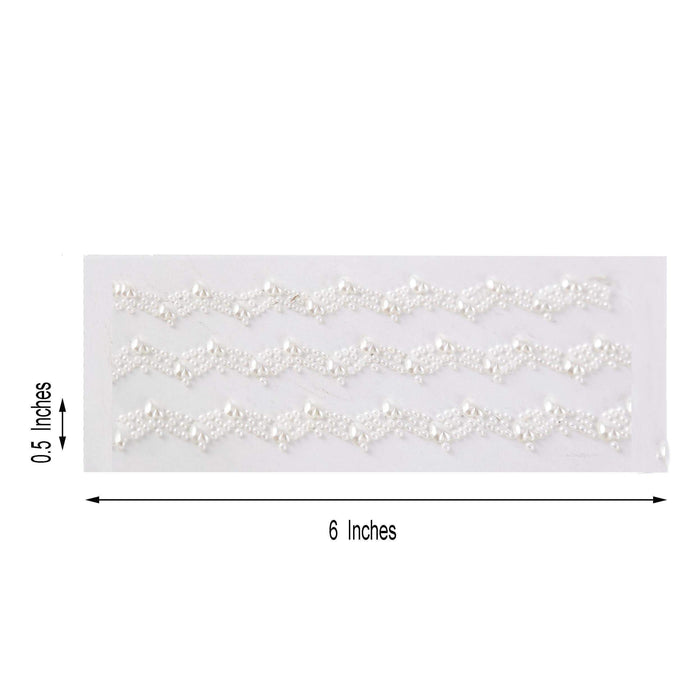 3 strips Stick on Heart Pearl Trims Self-Adhesive Gems