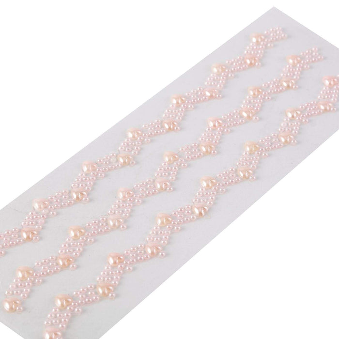 3 strips Stick on Heart Pearl Trims Self-Adhesive Gems DIA_BD02_046