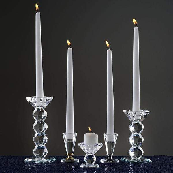 3" tall Glass Crystal Candle Holder with Metal Stem - Clear and Gold CHDLR_GLAS_004