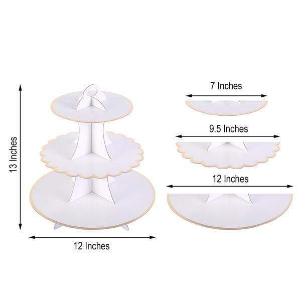 3 Tier 13" tall Cardboard Cupcake Stand Dessert Holder Set