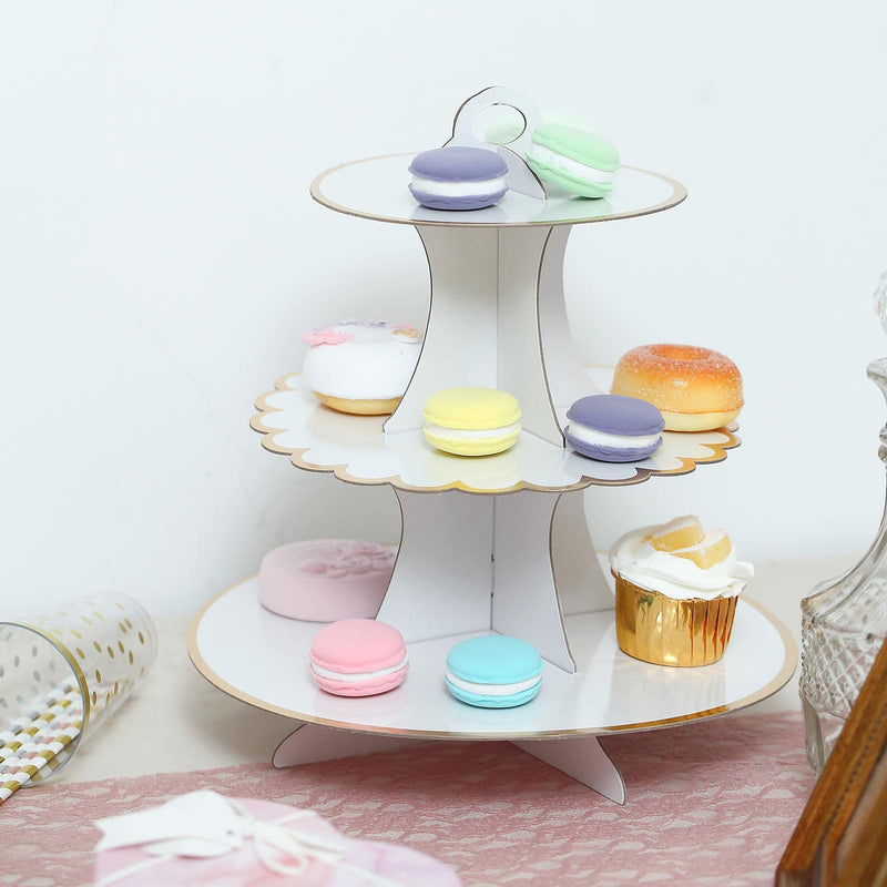 3 Tier 13" tall Cardboard Cupcake Stand Dessert Holder Set