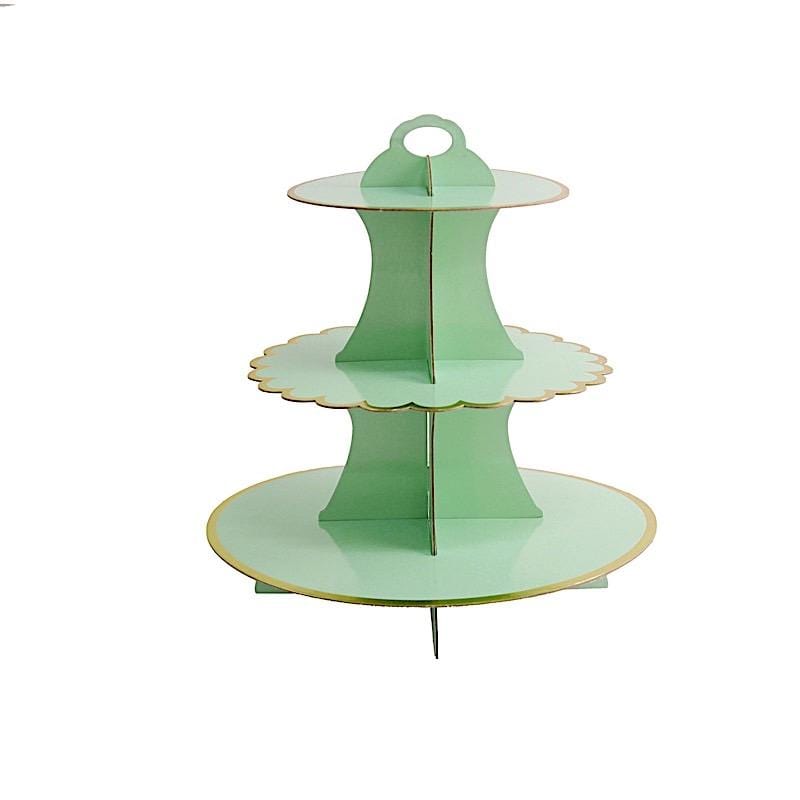 3 Tier 13" tall Cardboard Cupcake Stand Dessert Holder Set CAKE_CARB003_MINT