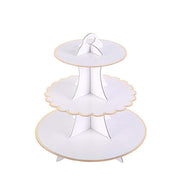 3 Tier 13" tall Cardboard Cupcake Stand Dessert Holder Set CAKE_CARB003_WHT