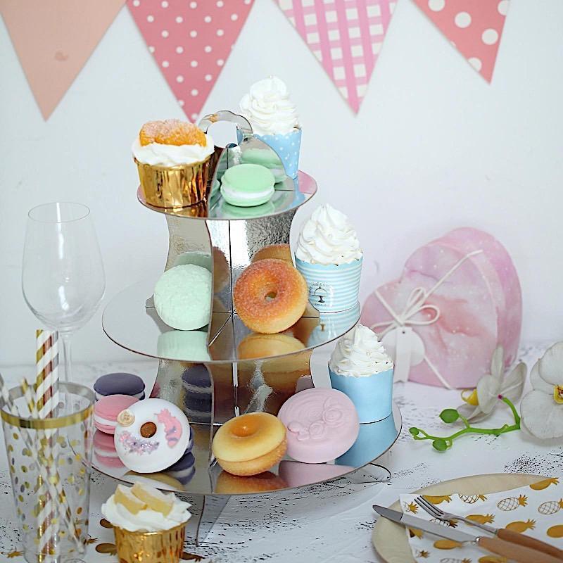 3 Tier 14" tall Cardboard Cupcake Stand Dessert Holder Set