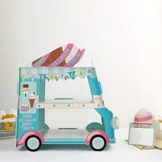 3 Tier 16" tall Cardboard Ice Cream Truck Cupcake Stand Dessert Holder - Blue and Pink CAKE_CARB007_VAN