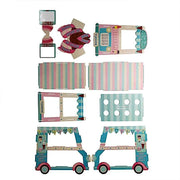 3 Tier 16" tall Cardboard Ice Cream Truck Cupcake Stand Dessert Holder - Blue and Pink CAKE_CARB007_VAN
