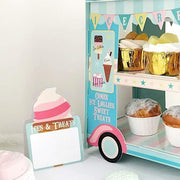 3 Tier 16" tall Cardboard Ice Cream Truck Cupcake Stand Dessert Holder - Blue and Pink CAKE_CARB007_VAN