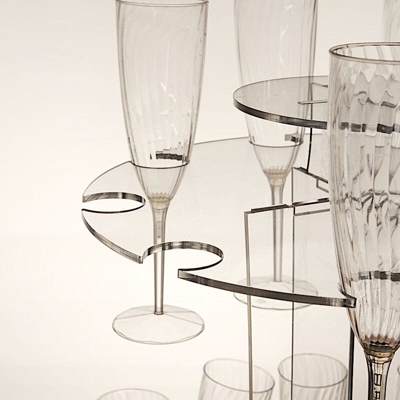 3-Tier 21" Round Acrylic Champagne Glasses Holder Flutes Display Stand - Clear DISP_STND_ACRY03_3_CLR