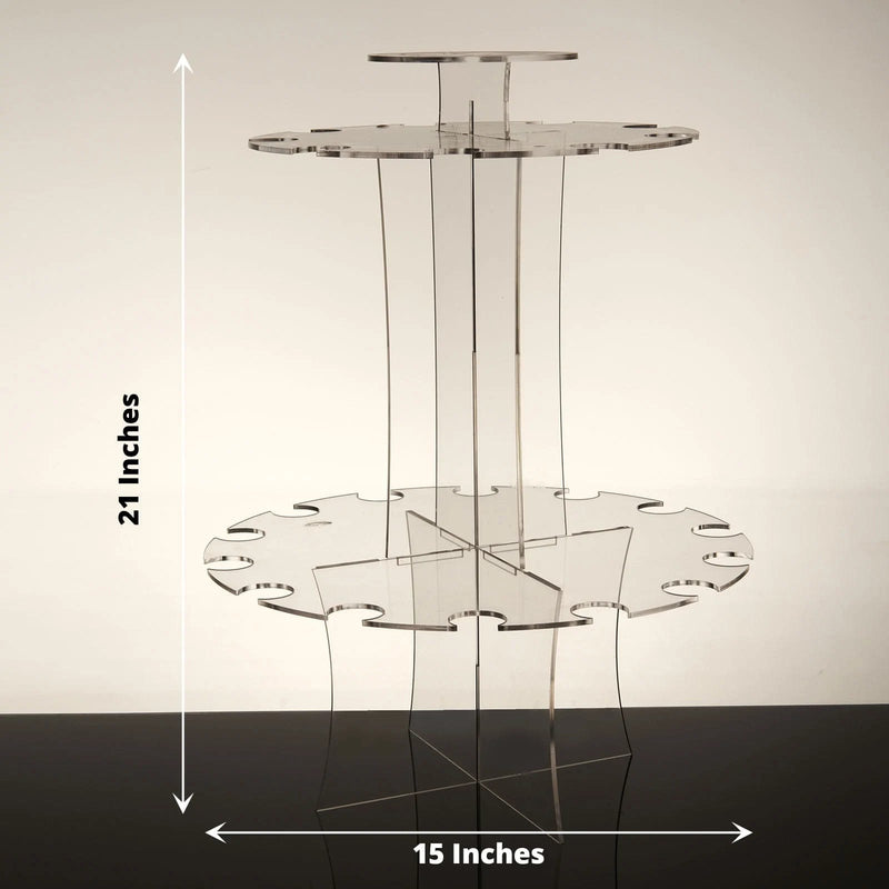 3-Tier 21" Round Acrylic Champagne Glasses Holder Flutes Display Stand - Clear DISP_STND_ACRY03_3_CLR