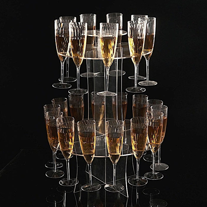 21 Clear 3-Tier Round Acrylic Champagne Glass Holder Display Stand