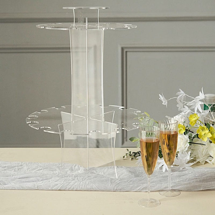 21 Clear 3-Tier Round Acrylic Champagne Glass Holder Display Stand