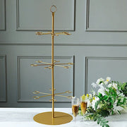 3-Tier 33" Metal Wine Glass Holder Tree Champagne Flutes Display Stand - Gold DISP_STND_MET01_3_GOLD