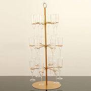 3-Tier 33" Metal Wine Glass Holder Tree Champagne Flutes Display Stand - Gold DISP_STND_MET01_3_GOLD