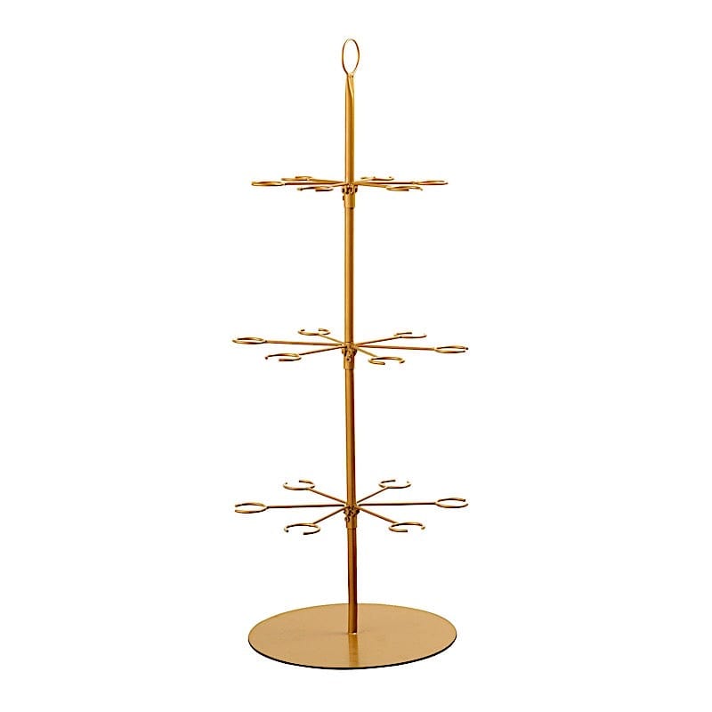 3-Tier 33" Metal Wine Glass Holder Tree Champagne Flutes Display Stand - Gold DISP_STND_MET01_3_GOLD