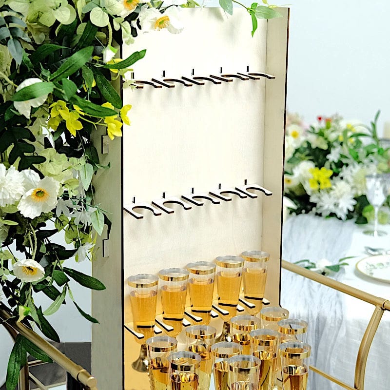 3-Tier Rectangular Wooden Champagne Glass Holder Stand - White DISP_STND_WOD01_3_NAT