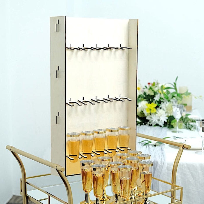 3-Tier Rectangular Wooden Champagne Glass Holder Stand - White DISP_STND_WOD01_3_NAT