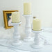 3 Wooden Pillar Candle Holders Table Centerpieces Set - White WOD_CAND_015_SET_WHT