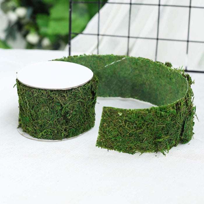3" x 48" Natural Moss Ribbon Roll Wedding Crafts Decorations - Green MOSS_RIB_2_GRN
