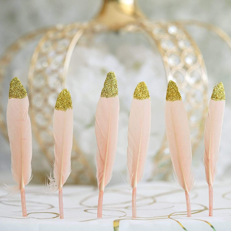 30 pcs Glittered Tip Natural Turkey Feathers