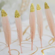 30 pcs Glittered Tip Natural Turkey Feathers