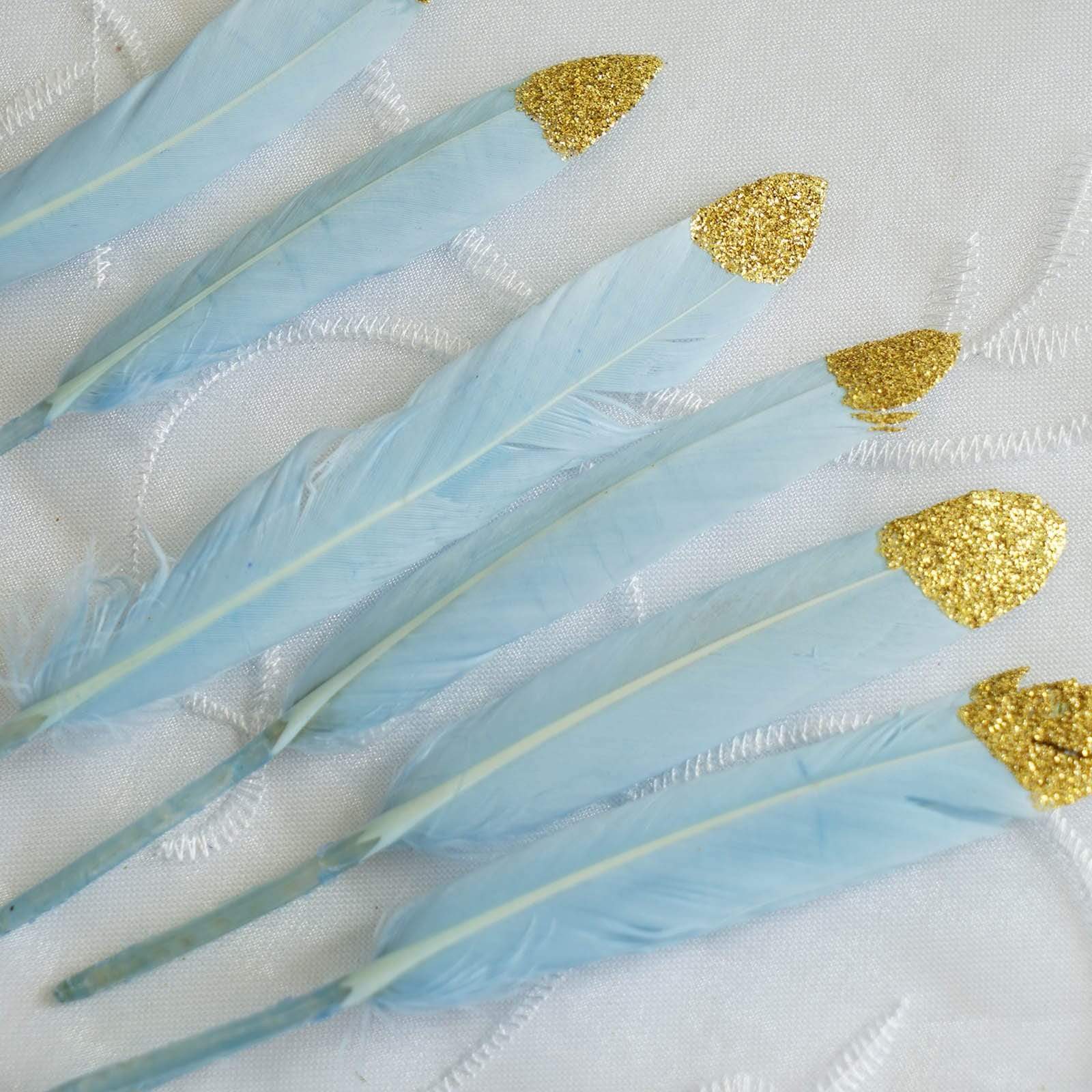 30 pcs Glittered Tip Natural Turkey Feathers