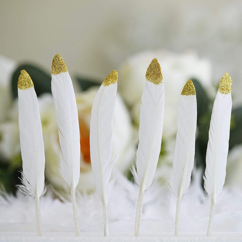30 pcs Glittered Tip Natural Turkey Feathers
