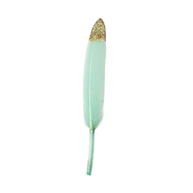 30 pcs Glittered Tip Natural Turkey Feathers OST_LEAF03G_MINT