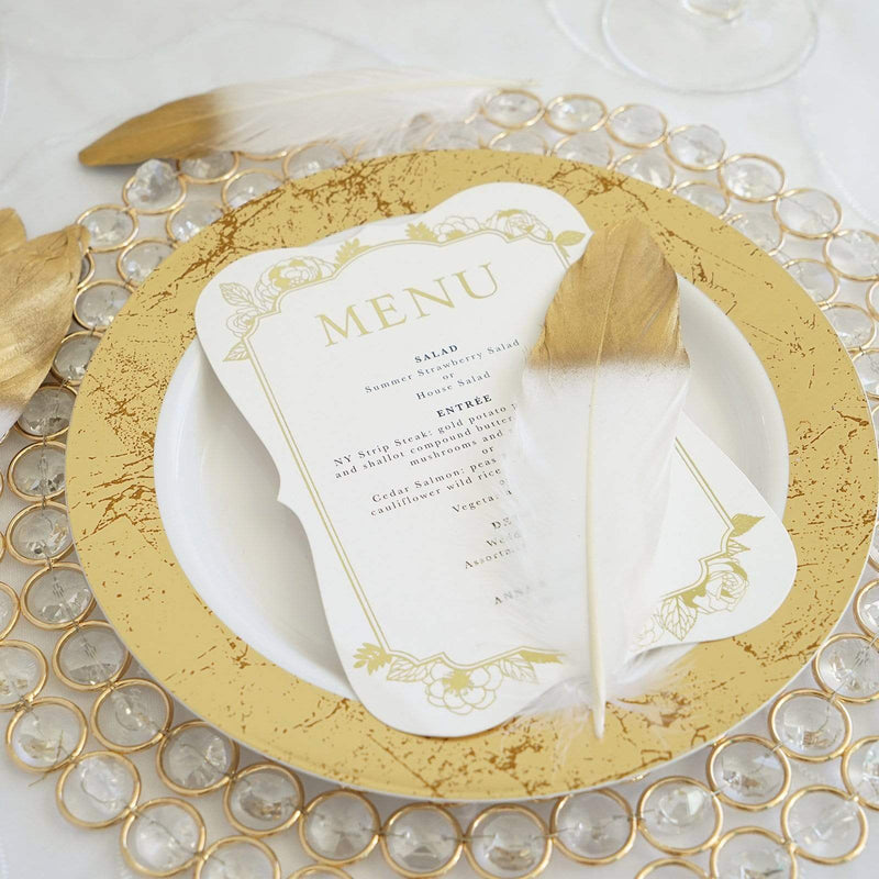 30 pcs Metallic Gold Tip Natural Goose Feathers