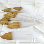 30 pcs Metallic Gold Tip Natural Goose Feathers