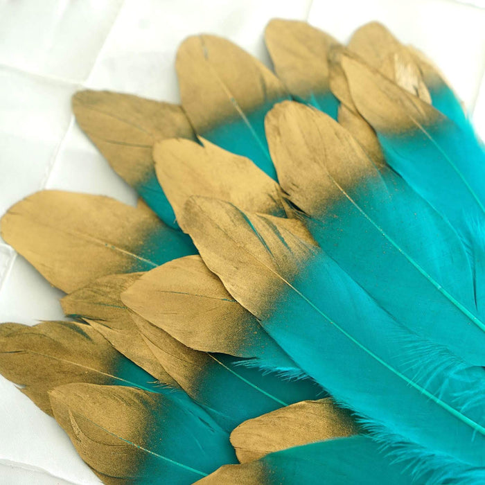 30 pcs Metallic Gold Tip Natural Goose Feathers