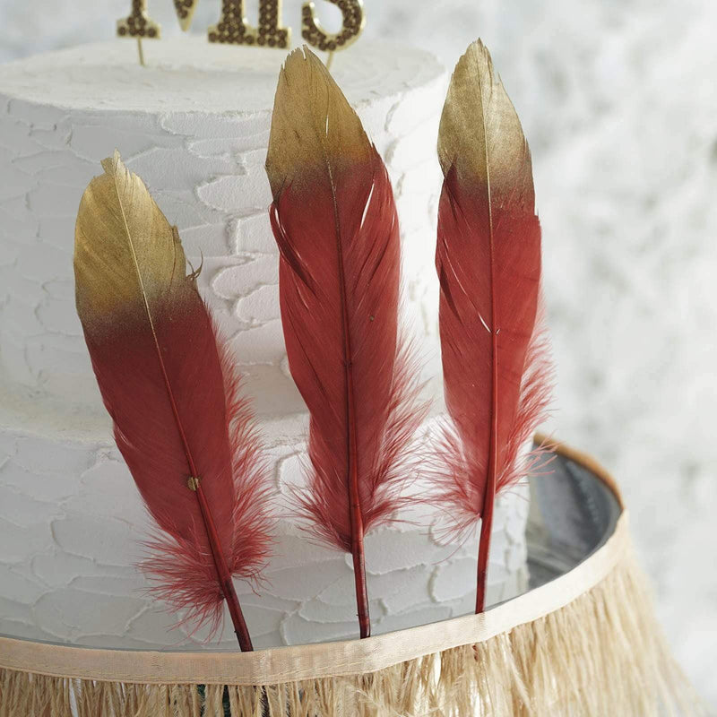 30 pcs Metallic Gold Tip Natural Goose Feathers